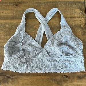 Aerie Gray Large Lace Racerback Bralette
